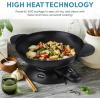 image:imageAroma Housewares AEW306 Electric Wok with Tempered Glass Lid Easy Clean Nonstick Cooking Chopsticks Tempura and Steaming Racks Professional Model BlackProfessional Model