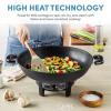 image:imageAroma Housewares AEW306 Electric Wok with Tempered Glass Lid Easy Clean Nonstick Cooking Chopsticks Tempura and Steaming Racks Professional Model BlackBasic Model