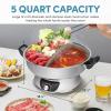 image:imageAroma Stainless Steel Hot Pot Silver ASP600 5 quartDualSided