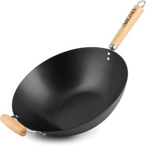 image:imageAroma Housewares 14 Heavy Duty Carbon Steel Cookware ANW102 NonStick Wok black