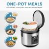 image:imageAROMA Digital Rice Cooker 4Cup Uncooked  8Cup Cooked Steamer Grain Cooker Multicooker 2 Qt Stainless Steel Exterior ARC914SBD4 Cup Uncooked  8 Cup Cooked
