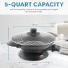 image:imageAroma Housewares 5Quart Electric Wok with Tempered Glass Lid Steaming Rack Chopsticks Tempura Rack and Aroma 6Cup Rice Cooker