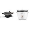 image:imageAroma Housewares 5Quart Electric Wok with Tempered Glass Lid Steaming Rack Chopsticks Tempura Rack and Aroma 6Cup Rice Cooker