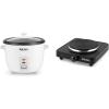 image:imageAroma Housewares Aroma 6cup cooked 15 Qt One Touch Rice Cooker White ARC363NG 6 cup cooked 3 cup uncook 15 Qt amp AHP303 Single Burner Hot Plate Metal Black