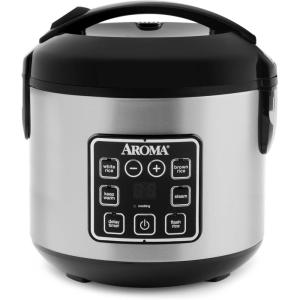 image:imageAROMA Digital Rice Cooker 4Cup Uncooked  8Cup Cooked Steamer Grain Cooker Multicooker 2 Qt Stainless Steel Exterior ARC914SBD4 Cup Uncooked  8 Cup Cooked