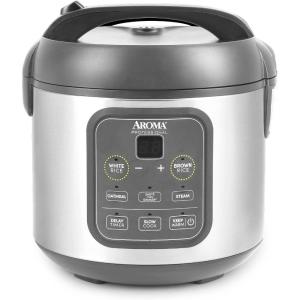 image:imageAROMA Digital Rice Cooker 4Cup Uncooked  8Cup Cooked Steamer Grain Cooker Multicooker 2 Qt Stainless Steel Exterior ARC914SBDProfessional 4 Cup Uncooked  8 Cup Cooked