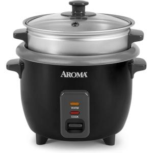 image:imageAroma Housewares ARC3631NGB 3 Uncooked6 Cups Cooked Rice Cooker Steamer Multicooker 26 cups Black