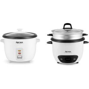 image:imageAroma Housewares Aroma 6cup cooked 15 Qt One Touch Rice Cooker White amp 14Cup Cooked 7Cup UNCOOKED Pot Style Rice Cooker and Food SteamerWHITE
