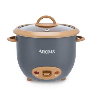 image:imageAROMA 6Cup Cooked OneTouch Pot Style Rice Cooker with CoreCoat PFASFree Nonstick Ceramic Surface 15 QuartsGray