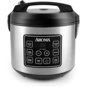 image:imageAROMA 8Cup Cooked  2 Qt Digital Rice amp Grain Multicooker Durable Nonstick Inner Pot Oatmeal Steam White amp Brown Rice Keep Warm10 Cup Uncooked