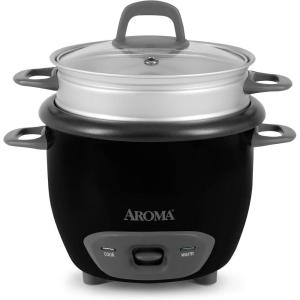 image:imageAroma Housewares ARC7431NGR 6Cup Cooked 3Cup UNCOOKED Pot Style Rice Cooker and Food SteamerRedBlack