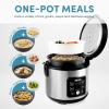 image:imageAroma Housewares 20 Cup Cooked 10 cup uncooked Digital Rice Cooker Slow Cooker Food Steamer SS Exterior ARC150SBBlackCoreCoat Ceramic