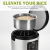 image:imageAroma Housewares ARC1120SBL SmartCarb CoolTouch Stainless Steel Rice Multicooker Food Steamer Slow Cooker with NonStick Inner Pot and Steam Tray 20Cupcooked 5Qt BlackSmart Carb