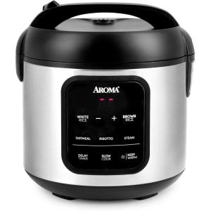 image:imageAROMA Professional Digital Rice Cooker 10Cup Uncooked  20Cup Cooked Multicooker Slow Cooker Steamer Oatmeal Cooker Egg Cooker STS 5 Qt Black ARC5200SB4Cup Uncooked  8Cup Cooked