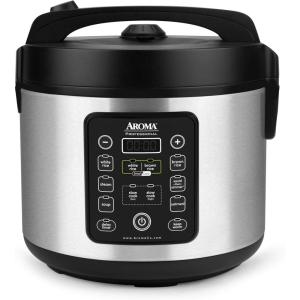 image:imageAroma Housewares 20 Cup Cooked 10 cup uncooked Digital Rice Cooker Slow Cooker Food Steamer SS Exterior ARC150SBBlackSmart Carb
