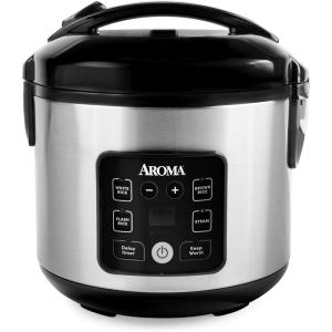 image:imageAroma Housewares Professional Plus ARC5000SB 20 Cup Cooked Digital Rice Cooker Food Steamer Slow Cooker Stainless ExteriorNonstick Pot Silver Black 10cup uncooked20cup cooked4QTCoreCoat Ceramic