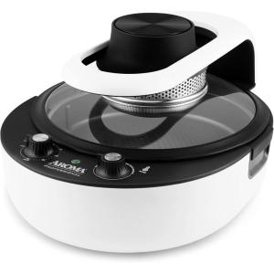 image:imageAroma Housewares AAF500 Air FryerMulticookerTwo Dial with Dual Top and Bottom Heating OnePot Meals Bake Roast Toast Nonstick Cooking Pan Cool Touch Handles 47 quart White