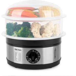 image:imageAROMA 5Qt 2Tier Food Steamer BPAFree Dishwasher Safe AFS188 Black