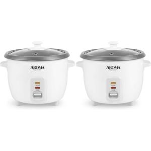 image:imageAROMA Rice Cooker 3Cup Uncooked  6Cup Cooked Small Rice Cooker Oatmeal Cooker Soup Maker Auto Keep Warm 15 Qt White ARC363NG6 Cup Cooked  3 Cup Uncooked  15 QtPack of 2