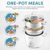 image:imageAroma Housewares 14Cup Cooked  3Qt Select Stainless PotStyle Rice Cooker amp Food Steamer OneTouch Operation Automatic Keep Warm Mode White ARC7571SG