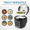 image:imageAroma Professional Touch Glass Lid Food Steamer Slow Cooker Multicooker with 11 Preset Functions Steam Tray Measuring Cup Rice Spatula 20 CookedBlack