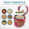image:imageAroma Professional Touch Glass Lid Food Steamer Slow Cooker Multicooker with 11 Preset Functions Steam Tray Measuring Cup Rice Spatula 20 CookedRed