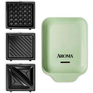 image:imageAROMA 3in1 Panini Press Sandwich Grill and Waffle Maker with Removable Ceramic Coated Plates