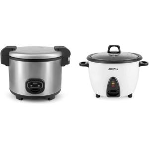 image:imageAroma Housewares 60Cup Cooked 30Cup UNCOOKED Commercial Rice Cooker Stainless Steel Exterior ARC1130S amp ARC360NGP 20Cup PotStyle Rice Cooker amp Food Steamer White