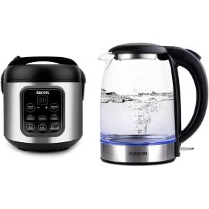 image:imageAroma Housewares ARC994SB Rice amp Grain Cooker Slow Cook amp COSORI Electric Kettle 17L 1500W Wide Opening Glass Tea Kettle amp Hot Water Boiler Stainless Steel Filter Black