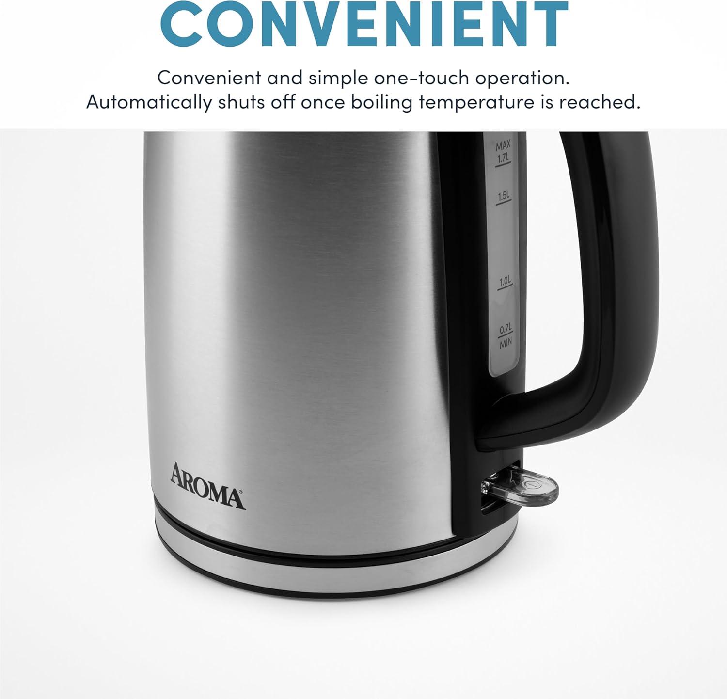 image:image17L  7Cup Stainless Steel Electric Kettle with Cordless Pouring Automatic Keep Warm Mode Powerful amp Quick 1750 Wattage AWK1402SB