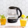 image:imageAROMA 12L  5Cup Glass Electric Kettle with Cordless Pouring TriggerRelease Lid Automatic Shutoff Black AWK151BTransparent Glass