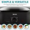 image:imageAROMA 18Qt Roaster Oven with SelfBasting Lid Fits 22lb Turkey Adjustable Temperature Settings Keep Warm Setting Black ART718BBlack