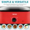 image:imageAROMA 18Qt Roaster Oven with SelfBasting Lid Fits 22lb Turkey Adjustable Temperature Settings Keep Warm Setting Black ART718BRed