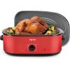 image:imageAROMA 18Qt Roaster Oven with SelfBasting Lid Fits 22lb Turkey Adjustable Temperature Settings Keep Warm Setting Black ART718BRed