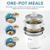 image:imageAROMA Rice Cooker 2Cup Uncooked  4Cup Cooked Steamer Grain Cooker Soup Maker Oatmeal Cooker Auto Keep Warm 1 Qt White ARC3021NG1 Quart