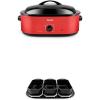 image:imageAROMA 18Qt Roaster Oven and Buffet Tray Bundle  Perfect for Slow Roasting Baking and Serving  Includes 18Qt Roaster Oven ART718R and 3Compartment Buffet Server ART002