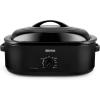 image:imageAROMA 18Qt Roaster Oven with SelfBasting Lid Fits 22lb Turkey Adjustable Temperature Settings Keep Warm Setting Black ART718BBlack