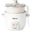 image:imageAROMA CoreCoat Rice Cooker with PopUp Food Steaming Basket 4 Cups Cooked 2 Cups Uncooked 1 QtWhite