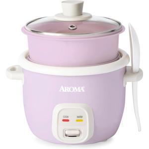 image:imageAROMA CoreCoat Rice Cooker with PopUp Food Steaming Basket 4 Cups Cooked 2 Cups Uncooked 1 QtLilac