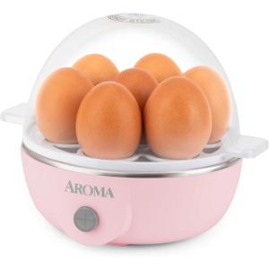 image:imageAROMA Overly Easy Egg Cooker Steamer and Electric Egg Poacher  XL Capacity Egg Steamer Fits 7 EggsPink