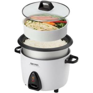 image:imageAROMA Rice Cooker 10Cup Uncooked  20Cup Cooked Steamer Auto Keep Warm Soup Maker Oatmeal Cooker Large Rice Cooker 5 Qt White ARC360NGP10Cup Uncooked