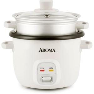 image:imageAROMA Rice Cooker 2Cup Uncooked  4Cup Cooked Steamer Grain Cooker Soup Maker Oatmeal Cooker Auto Keep Warm 1 Qt White ARC3021NG1 Quart