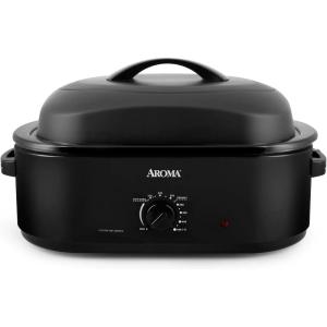 image:imageAroma 18Quart Electric Roaster Oven Black with HighDomed Lid  1 Roaster Oven Brand in the US  Fits up to 24 lb turkey