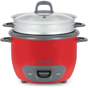 image:imageAroma Housewares 14Cup Cooked 7Cup UNCOOKED Pot Style Rice Cooker and Food Steamer ARC7471NGWhiteRed