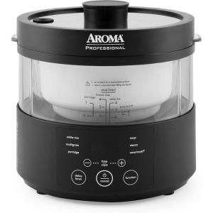 image:imageAroma Housewares Professional 8Cup Cooked SmartCarb Multicooker and FlavorLock Food Steamer for LowCarb Rice and Grains Glass Inner Pot Black AMC800 Transparent Glass 4 Cup Uncooked Rice