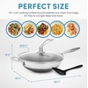image:imageAROMA NonStick Stainless Steel Wok Pan with SelfBalancing Lid and Honeycomb SurfaceGuard Technology 125 Inches 5Qt