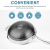 image:imageAROMA NonStick Stainless Steel Wok Pan with SelfBalancing Lid and Honeycomb SurfaceGuard Technology 125 Inches 5Qt