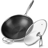 image:imageAROMA NonStick Stainless Steel Wok Pan with SelfBalancing Lid and Honeycomb SurfaceGuard Technology 125 Inches 5Qt