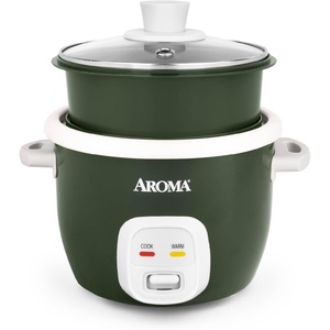 image:imageAROMA CoreCoat Rice Cooker with PopUp Food Steaming Basket 4 Cups Cooked 2 Cups UncookedDeep Pine
