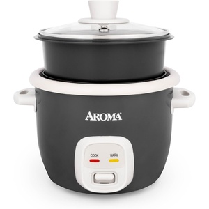 image:imageAROMA CoreCoat Rice Cooker with PopUp Food Steaming Basket 4 Cups Cooked 2 Cups UncookedLava Rock